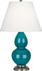 Robert Abbey - 1773X - One Light Accent Lamp - Small Double Gourd - Peacock Glazed Ceramic w/Antique Silver
