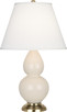 Robert Abbey - 1774X - One Light Accent Lamp - Small Double Gourd - Bone Glazed Ceramic w/Antique Natural Brass
