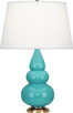 Robert Abbey - 252X - One Light Accent Lamp - Small Triple Gourd - Egg Blue Glazed Ceramic w/Antique Natural Brass