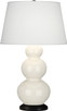 Robert Abbey - 344X - One Light Table Lamp - Triple Gourd - Bone Glazed Ceramic w/Deep Patina Bronze