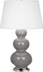 Robert Abbey - 359X - One Light Table Lamp - Triple Gourd - Smokey Taupe Glazed Ceramic w/Antique Silver