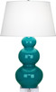 Robert Abbey - A363X - One Light Table Lamp - Triple Gourd - Peacock Glazed Ceramic w/Lucite