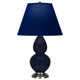 Robert Abbey - MB12N - One Light Accent Lamp - Small Double Gourd - Midnight Blue Glazed Ceramic w/Antique Silver