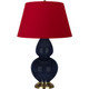 Robert Abbey - MB20R - One Light Table Lamp - Double Gourd - Midnight Blue Glazed Ceramic w/Antique Natural Brass
