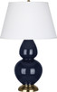 Robert Abbey - MB20X - One Light Table Lamp - Double Gourd - Midnight Blue Glazed Ceramic w/Antique Natural Brass