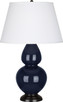 Robert Abbey - MB21X - One Light Table Lamp - Double Gourd - Midnight Blue Glazed Ceramic w/Deep Patina Bronze