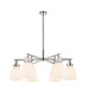 Innovations - 411-6CR-PN-G412-7WH - Six Light Chandelier - Downtown Urban - Polished Nickel