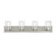 Lighting One E - V6-L8-7609-4-165 - Four Light Bathroom Vanity - Sheppard - Satin Nickel W/ Greywood