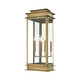 Livex Lighting - 20208-01 - Three Light Outdoor Wall Lantern - Princeton - Antique Brass w/Polished Chrome Stainless Steel Reflector