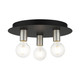 Livex Lighting - 45873-04 - Three Light Flush Mount - Hillview - Black w/ Brushed Nickels