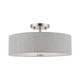 Livex Lighting - 46743-91 - Three Light Semi-Flush Mount - Dakota - Brushed Nickel w/Shiny White