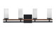 Toltec Lighting - 2714-MBWG-811 - Four Light Bath Bar - Belmont - Matte Black & Painted Wood-look Metal
