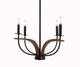 Toltec Lighting - 2904-MBWG - Four Light Chandelier - Monterey - Matte Black & Painted Wood-look Metal