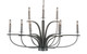 Toltec Lighting - 2909-GPDW - Nine Light Chandelier - Monterey - Graphite & Painted Distressed Wood-look