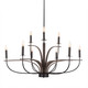 Toltec Lighting - 2909-MBDW - Nine Light Chandelier - Monterey - Matte Black & Painted Distressed Wood-look