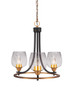 Toltec Lighting - 3403-MBBR-4812 - Three Light Chandelier - Paramount - Matte Black & Brass
