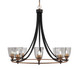 Toltec Lighting - 3408-MBBR-461 - Eight Light Chandelier - Paramount - Matte Black & Brass