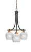 Toltec Lighting - 3413-MBBR-4811 - Three Light Chandelier - Paramount - Matte Black & Brass