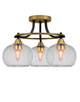 Toltec Lighting - 3417-MBBR-202 - Three Light Semi-Flush Mount - Paramount - Matte Black & Brass