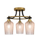 Toltec Lighting - 3417-MBBR-4253 - Three Light Semi-Flush Mount - Paramount - Matte Black & Brass