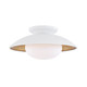 Mitzi - H368601M-WH/GL - One Light Semi Flush Mount - Cadence - White Lustro/Gold Leaf Combo Mitzi - H368601M-WH/GL - One Light Semi Flush Mount - Cadence - White Lustro/Gold Leaf Combo