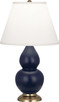 Robert Abbey - MMB50 - One Light Accent Lamp - Small Double Gourd - Matte Midnight Blue Glazed Ceramic w/Antique Natural Brass