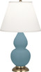 Robert Abbey - MOB50 - One Light Accent Lamp - Small Double Gourd - Matte Steel Blue Glazed Ceramic w/Antique Brassed Robert Abbey - MOB50 - One Light Accent Lamp - Small Double Gourd - Matte Steel Blue Glazed Ceramic w/Antique Brassed