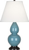 Robert Abbey - OB11X - One Light Accent Lamp - Small Double Gourd - Steel Blue Glazed Ceramic w/Deep Patina Bronzeed