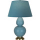 Robert Abbey - OB20B - One Light Table Lamp - Double Gourd - Steel Blue Glazed Ceramic w/Antique Natural Brass