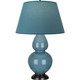 Robert Abbey - OB21B - One Light Table Lamp - Double Gourd - Steel Blue Glazed Ceramic w/Deep Patina Bronze
