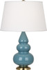 Robert Abbey - OB30X - One Light Accent Lamp - Small Triple Gourd - Steel Blue Glazed Ceramic w/Antique Natural Brass