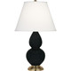 Robert Abbey - OS10X - One Light Accent Lamp - Small Double Gourd - Obsidian Glazed Ceramic w/Antique Natural Brass