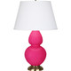 Robert Abbey - RZ20X - One Light Table Lamp - Double Gourd - Razzle Rose Glazed Ceramic w/Antique Natural Brass