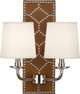 Robert Abbey - S1030 - Two Light Wall Sconce - Williamsburg Lightfoot - English Ochre Leather w/Nailhead Polished Nickel