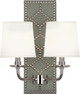 Robert Abbey - S1034 - Two Light Wall Sconce - Williamsburg Lightfoot - Carter Gray Leather w/Nailhead Polished Nickel