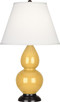 Robert Abbey - SU11X - One Light Accent Lamp - Small Double Gourd - Sunset Yellow Glazed Ceramic w/Deep Patina Bronze