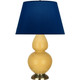 Robert Abbey - SU20N - One Light Table Lamp - Double Gourd - Sunset Yellow Glazed Ceramic w/Antique Natural Brass