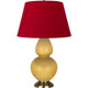 Robert Abbey - SU20R - One Light Table Lamp - Double Gourd - Sunset Yellow Glazed Ceramic w/Antique Natural Brass