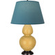 Robert Abbey - SU21B - One Light Table Lamp - Double Gourd - Sunset Yellow Glazed Ceramic w/Deep Patina Bronze