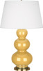Robert Abbey - SU40X - One Light Table Lamp - Triple Gourd - Sunset Yellow Glazed Ceramic w/Antique Natural Brass