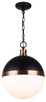 Canarm - IPL708B01BKG - One Light Pendant - Delta - Matte Black And Gold