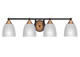 Toltec Lighting - 3424-MBBR-500 - Four Light Bath Bar - Paramount - Matte Black & Brass