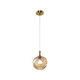 Matteo Lighting - C30902AGAM - One Light Pendant - Eesha - Aged Gold Brass + Amber Glass