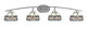Toltec Lighting - 3724-GP-9485 - Four Light Bath Bar - Kurve - Graphite