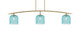 Toltec Lighting - 3733-NAB-4915 - Three Light Bar - Kurve - New Age Brass