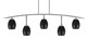 Toltec Lighting - 3745-GP-426-MB - Five Light Billiard/Island - Kurve - Graphite