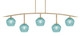 Toltec Lighting - 3745-NAB-4625 - Five Light Bar - Kurve - New Age Brass