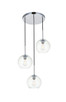 Elegant Lighting - LD2208C - Three Light Pendant - BAXTER - Chrome and Clear
