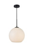 Elegant Lighting - LD2225BK - One Light Pendant - BAXTER - Black and frosted white