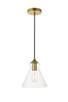 Elegant Lighting - LD2244BR - One Light Pendant - DESTRY - Brass and Clear